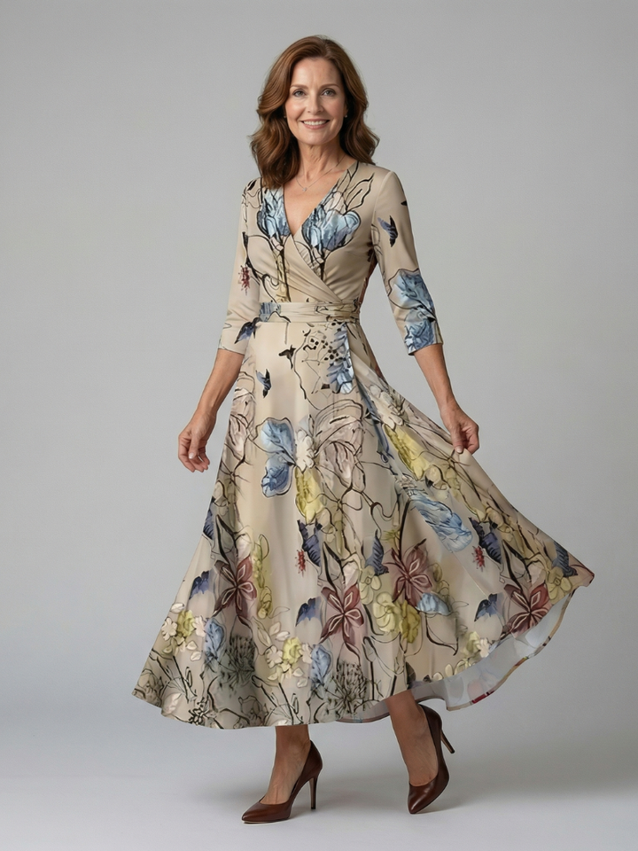 VIRELLE | Robe Midi Croisée à Col Celine