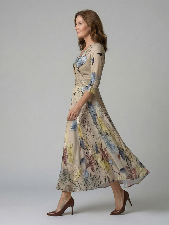 VIRELLE | Robe Midi Croisée à Col Celine