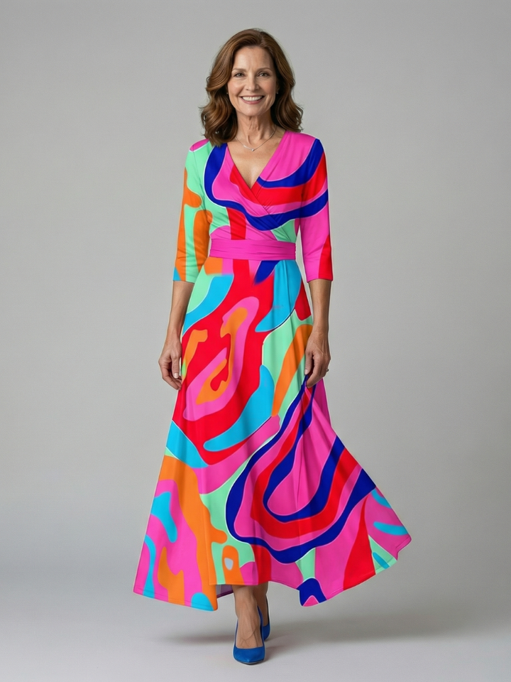 VIRELLE | Robe Midi Croisée à Col Celine