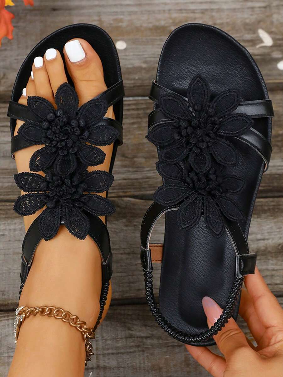 Floréa | Sandales Orthopédiques Fleurs Appliquées