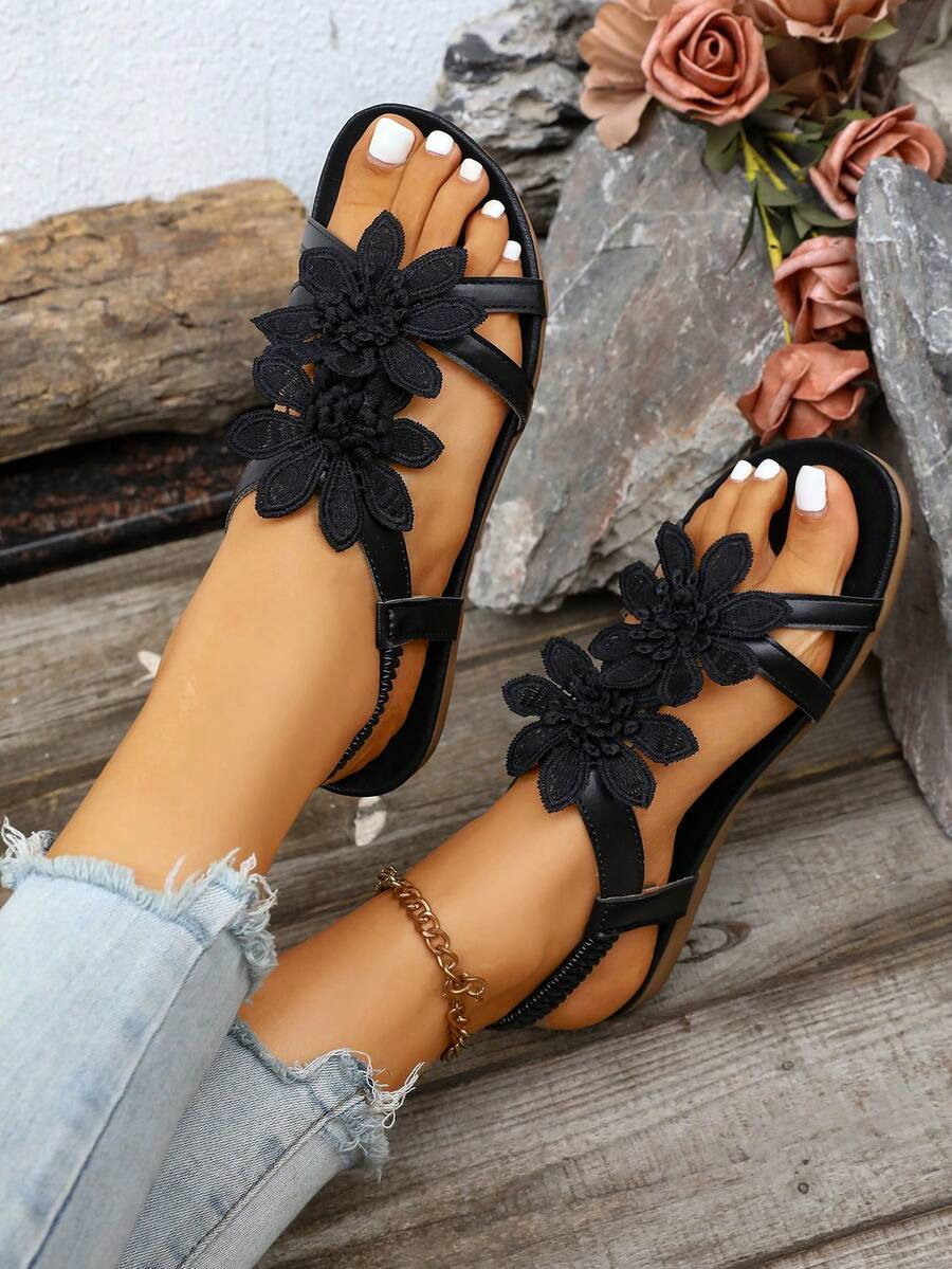 Floréa | Sandales Orthopédiques Fleurs Appliquées