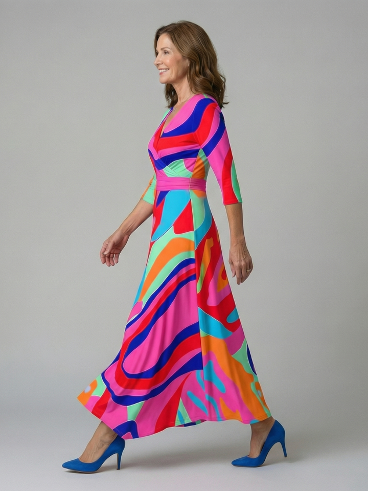 VIRELLE | Robe Midi Croisée à Col Celine