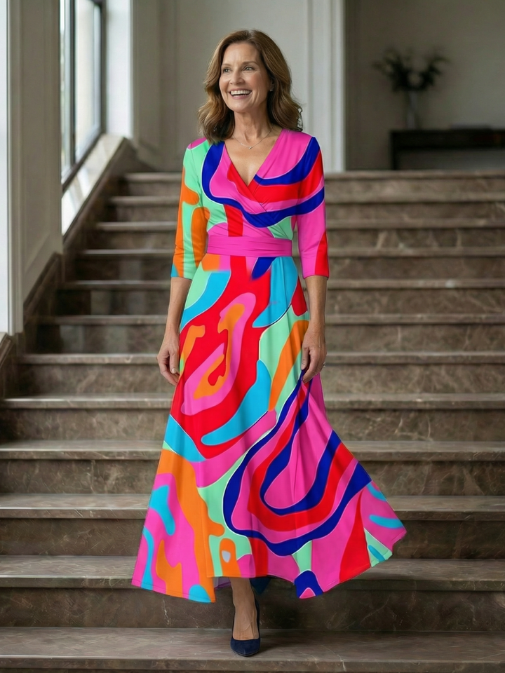 VIRELLE | Robe Midi Croisée à Col Celine
