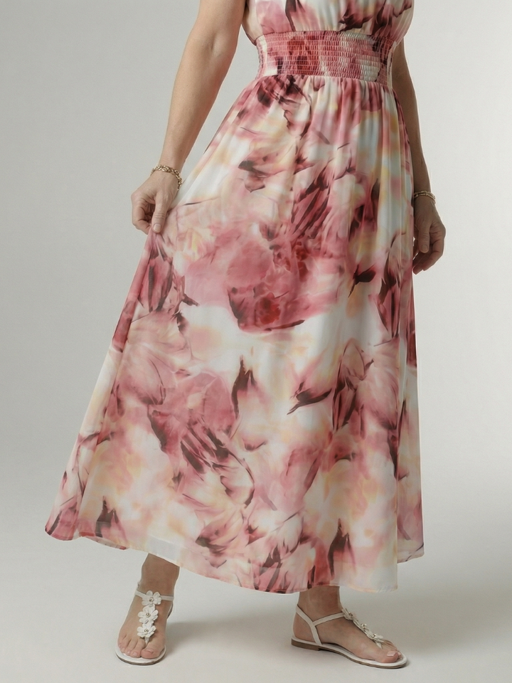 VIRELLE | Robe Midi à Encolure Halter Froncée Sylin