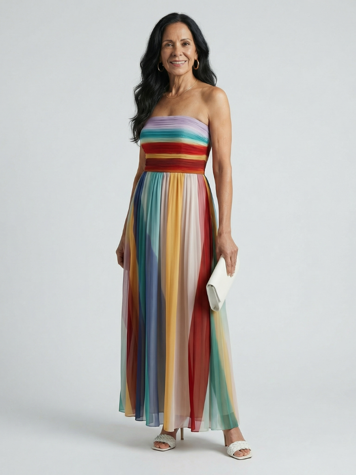 VIRELLE | Robe Maxi à Rayures Légères Sereine