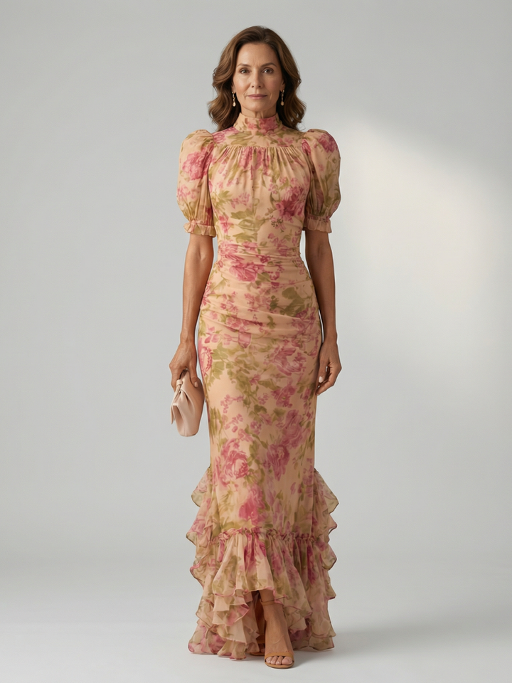 VIRELLE | Robe Maxi à Col Montant Doux Vianne