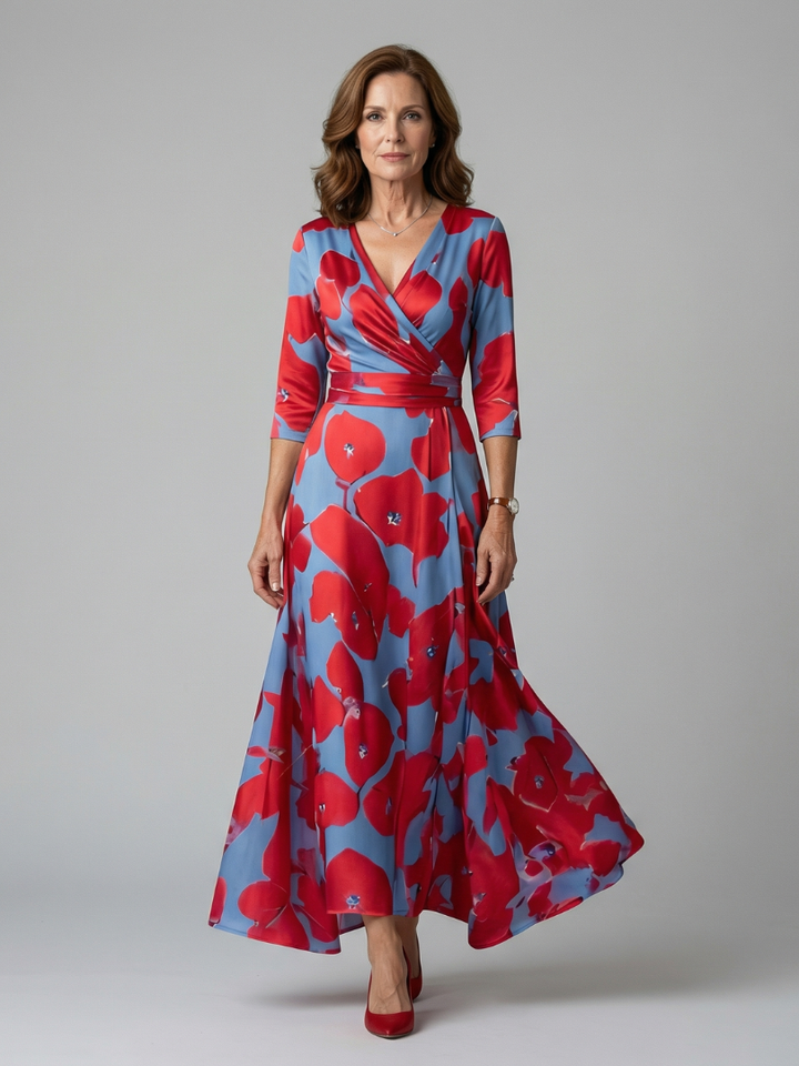 VIRELLE | Robe Midi Croisée à Col Celine