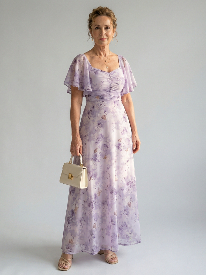 VIRELLE | Robe Midi à Manches Volantes Vaelis