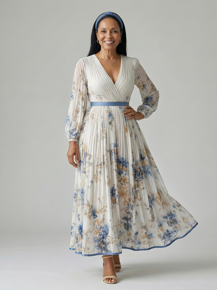 VIRELLE | Robe Midi Plissée à Enveloppe Rielle