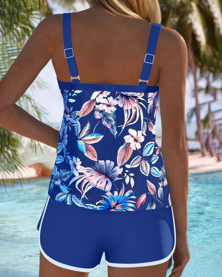 Iris | Tankini Imprimé Sans Manches Encolure en U