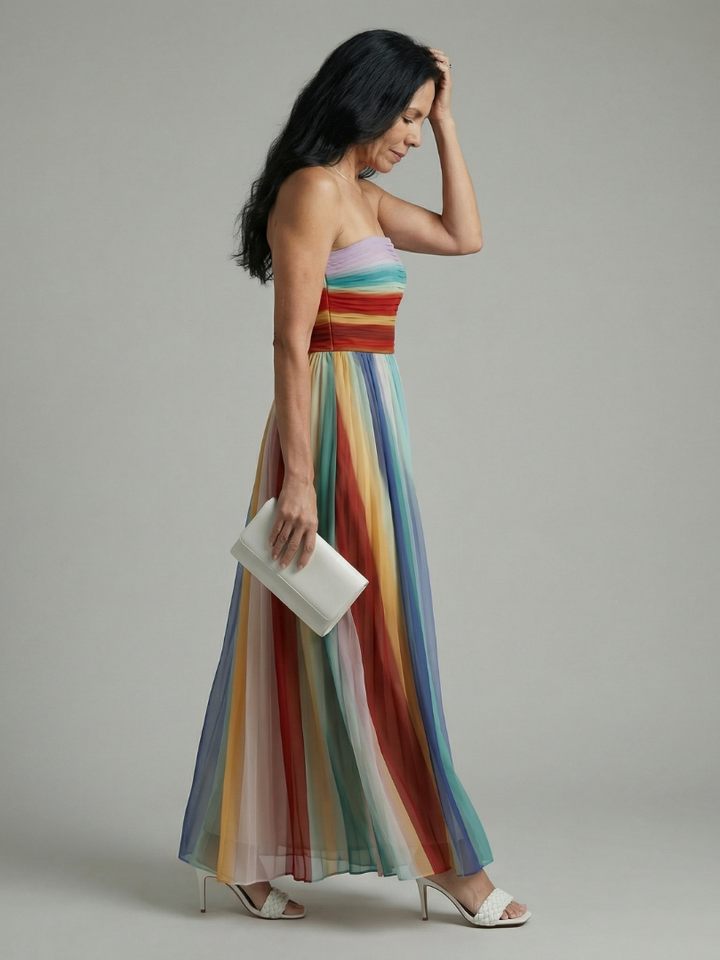 VIRELLE | Robe Maxi à Rayures Légères Sereine