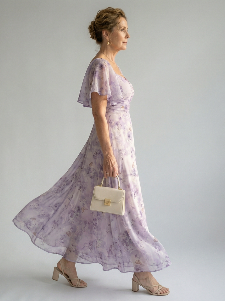 VIRELLE | Robe Midi à Manches Volantes Vaelis