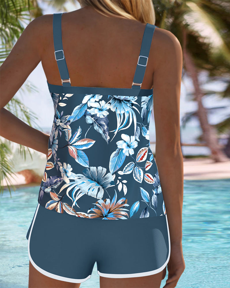 Iris | Tankini Imprimé Sans Manches Encolure en U