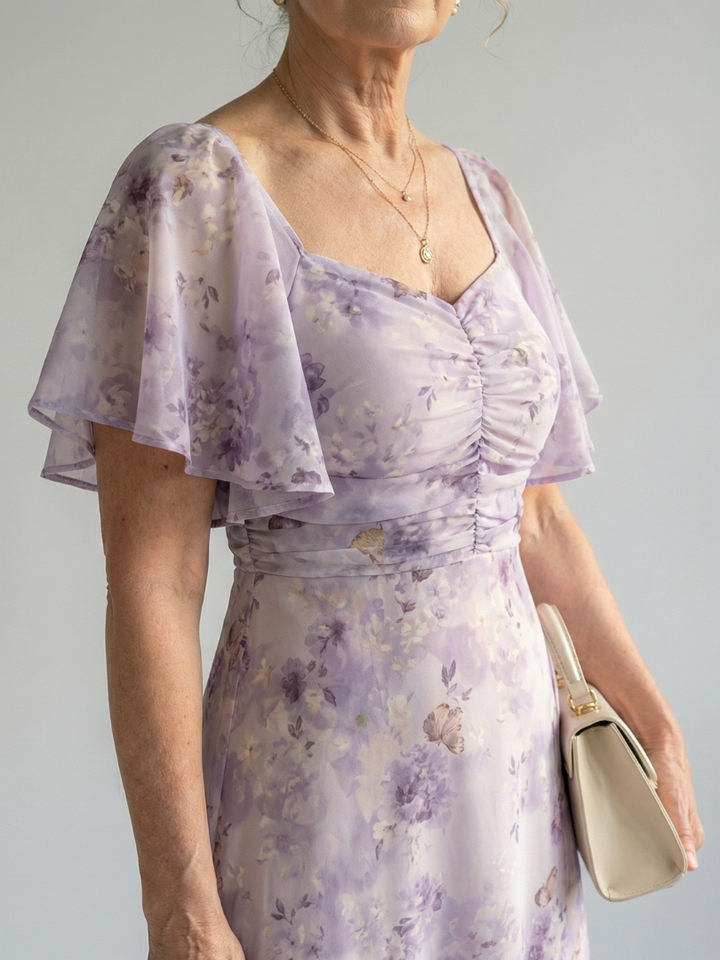 VIRELLE | Robe Midi à Manches Volantes Vaelis