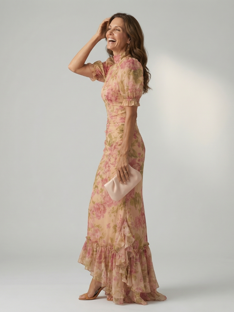 VIRELLE | Robe Maxi à Col Montant Doux Vianne