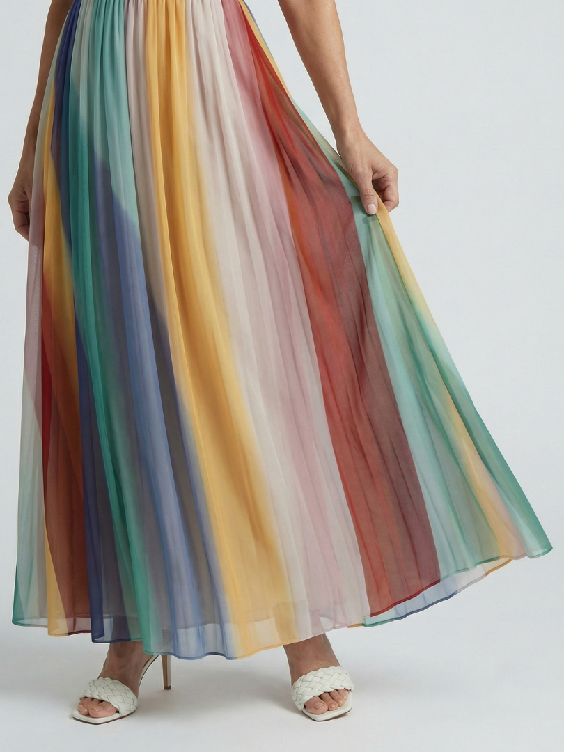 VIRELLE | Robe Maxi à Rayures Légères Sereine