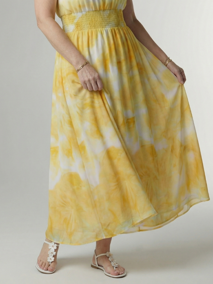 VIRELLE | Robe Midi à Encolure Halter Froncée Sylin