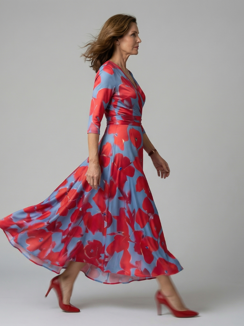 VIRELLE | Robe Midi Croisée à Col Celine