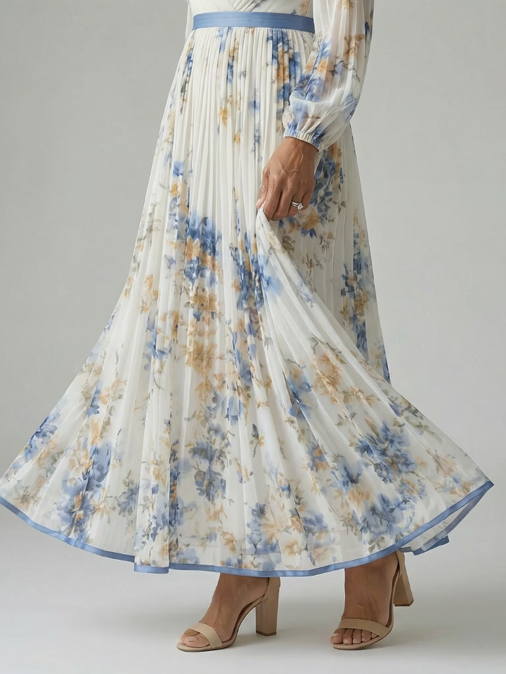 VIRELLE | Robe Midi Plissée à Enveloppe Rielle