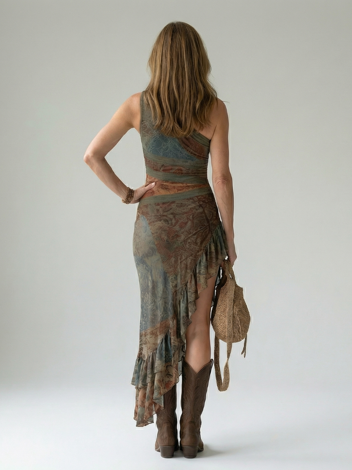 VIRELLE | Robe Midi Drapée Silencieuse Zalia