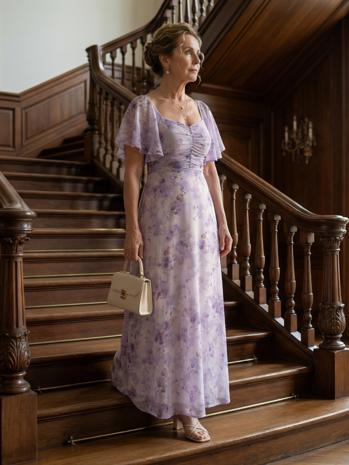 VIRELLE | Robe Midi à Manches Volantes Vaelis