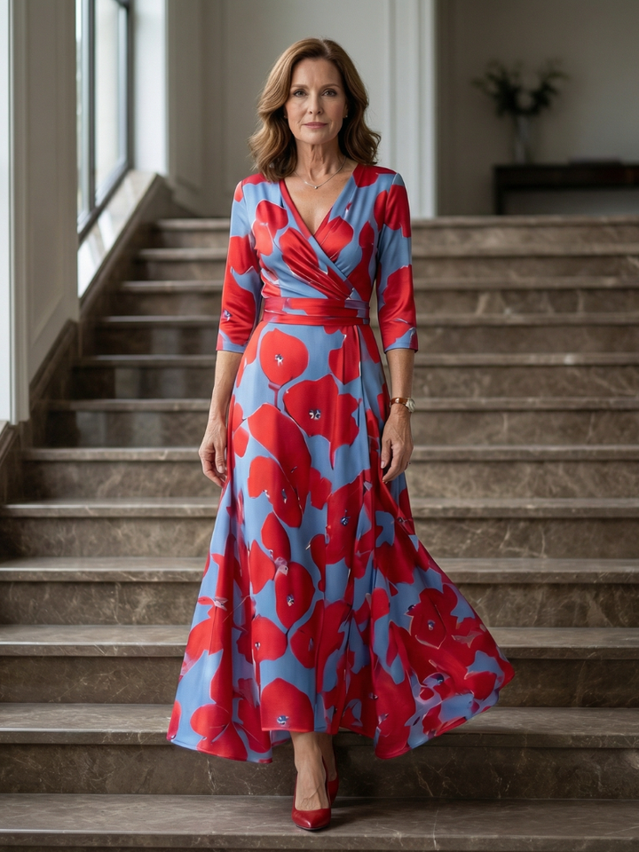 VIRELLE | Robe Midi Croisée à Col Celine