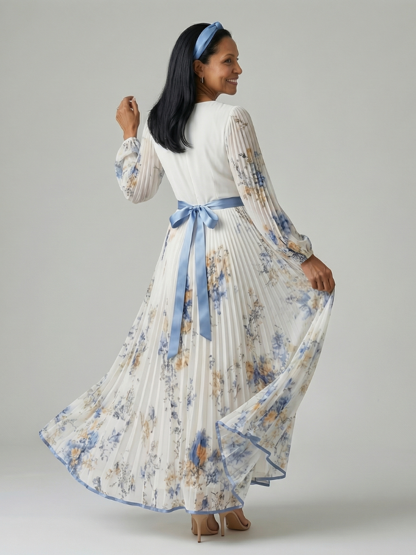 VIRELLE | Robe Midi Plissée à Enveloppe Rielle