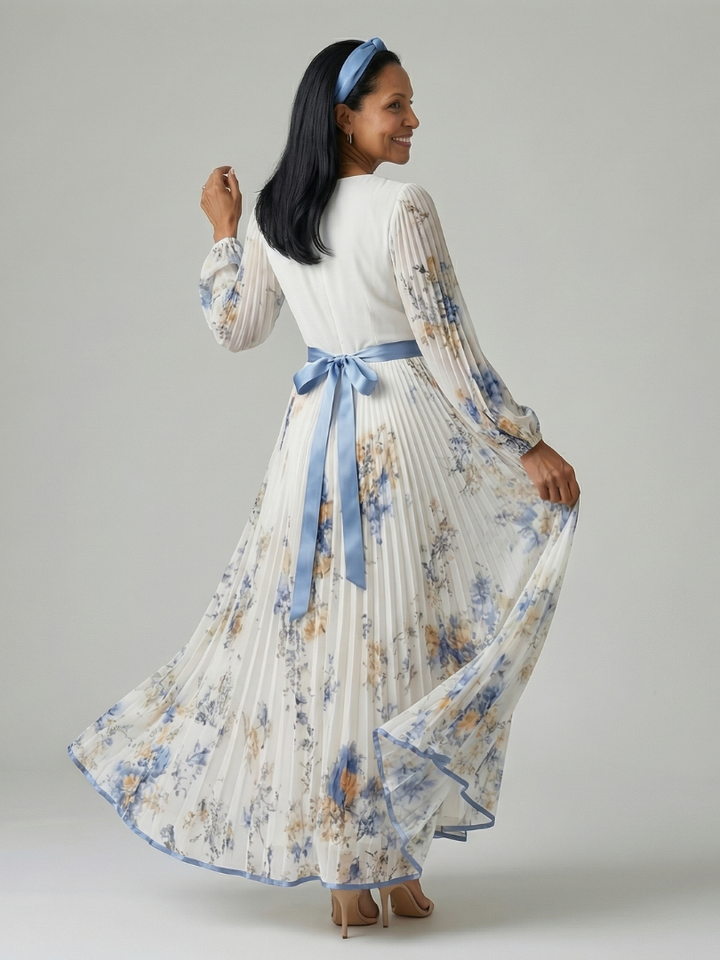 VIRELLE | Robe Midi Plissée à Enveloppe Rielle