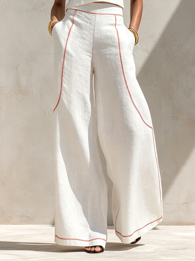 Margaux | Ensemble Blanc, Top sans Manches et Pantalon Large