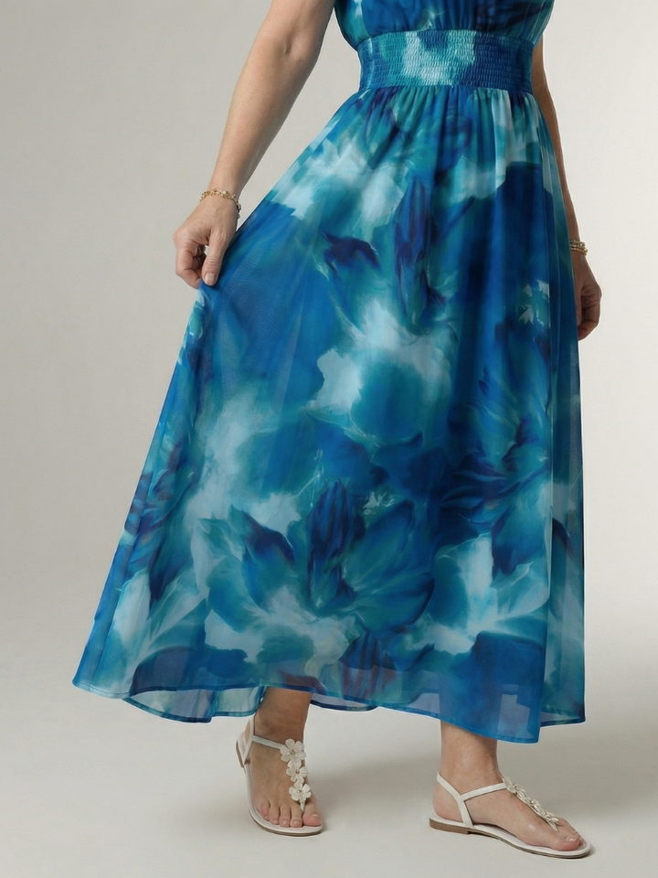VIRELLE | Robe Midi à Encolure Halter Froncée Sylin