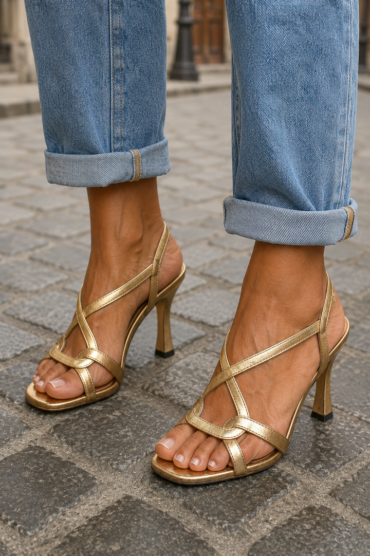 Elisabetta | Sandales Dorées Précieuses