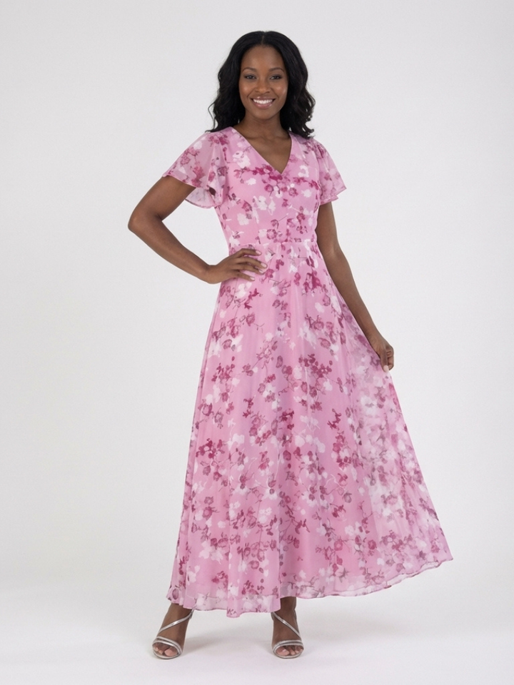 VIRELLE | Robe Maxi en Chiffon Floral Ismeria