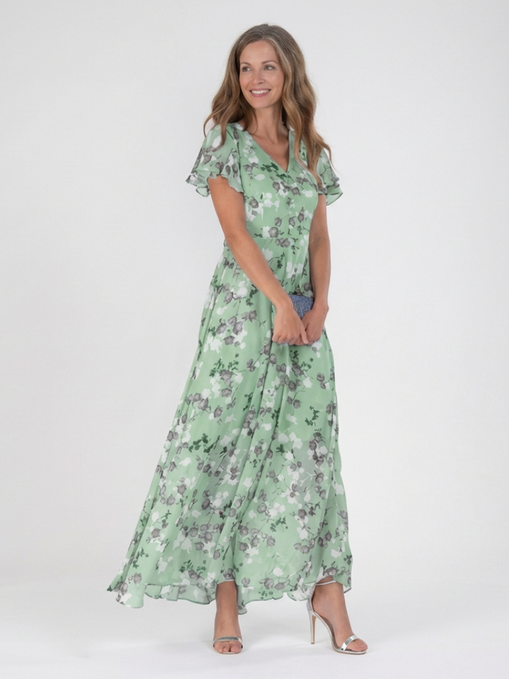 VIRELLE | Robe Maxi en Chiffon Floral Ismeria
