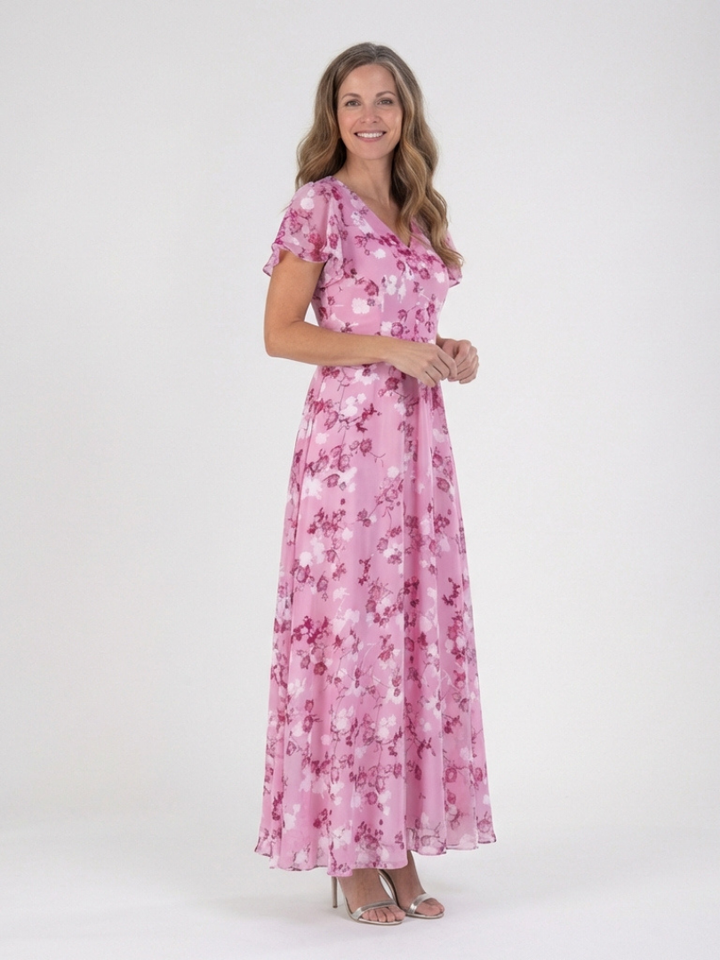 VIRELLE | Robe Maxi en Chiffon Floral Ismeria