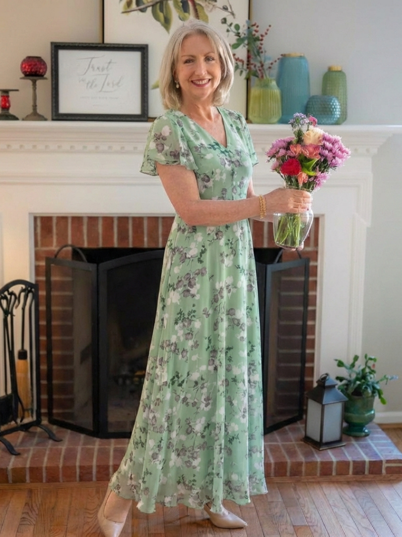 VIRELLE | Robe Maxi en Chiffon Floral Ismeria