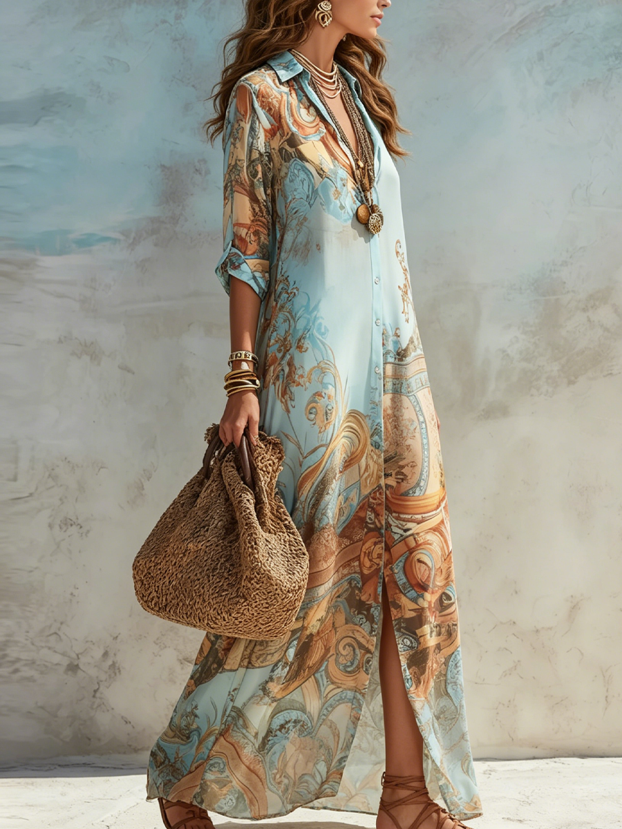Robe Longue Serena Méditerranéenne