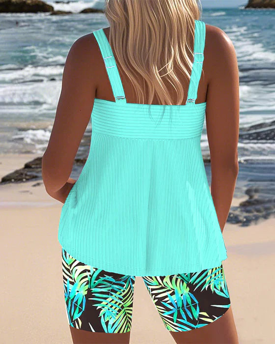 Daphné | Short de Tankini à Rayures Lumineuses