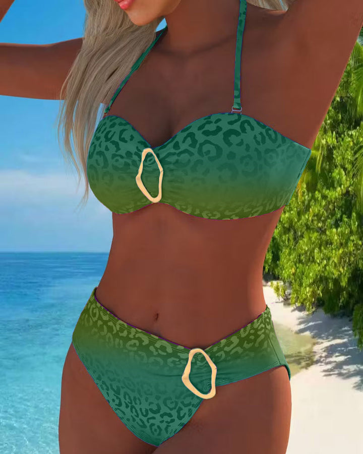 Sofia | Maillot de Bain Col Halter Léopard Dégradé