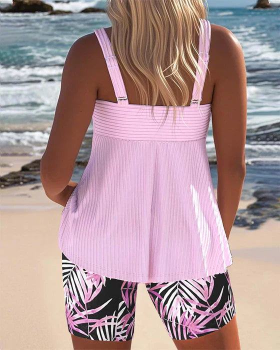 Daphné | Short de Tankini à Rayures Lumineuses
