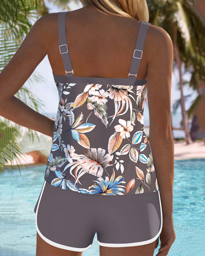 Iris | Tankini Imprimé Sans Manches Encolure en U