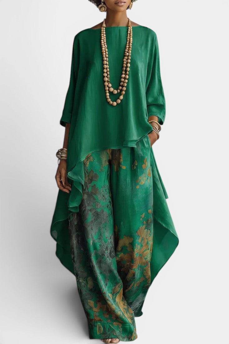 Sage | Ensemble Deux Pièces Imprimé Floral
