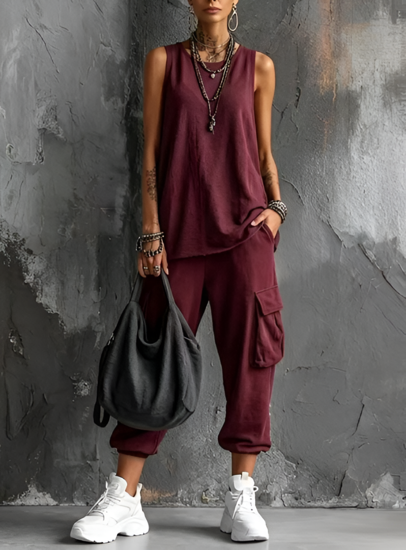 Alessia · Ensemble Casual Fluide à Poches