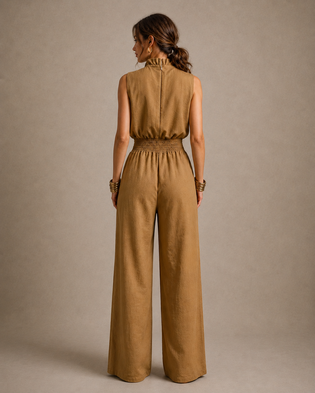 Zenaide | Combinaison Camel à Col Noué